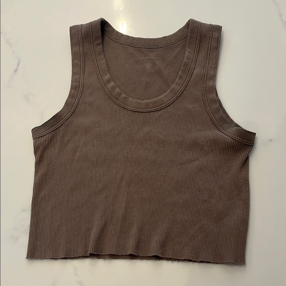 Brandy Melville Brown Fitted Crop Tank Top
